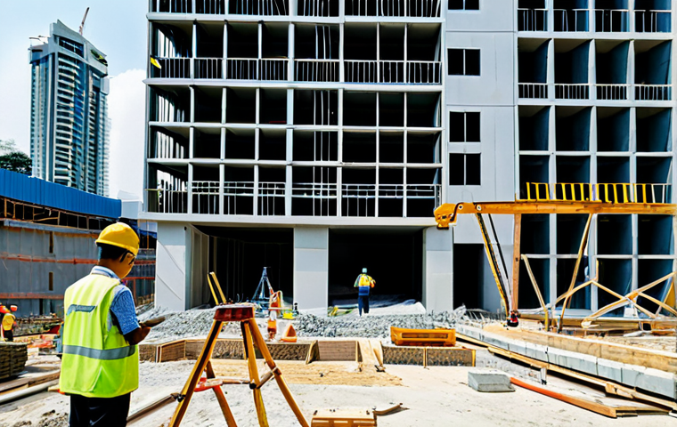건축산업분야에서의 연구 프로젝트 기획 - Modern Construction Site with BIM Technology**

"A bustling construction site in Bangkok, Thailand, ...