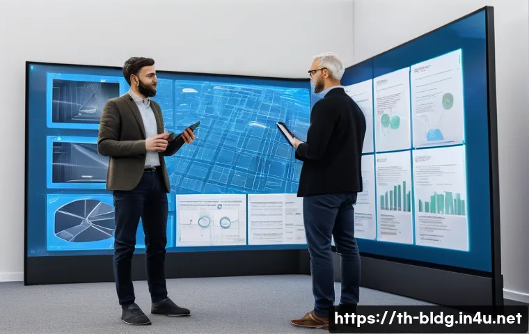 건축산업분야에서의 설계 시공 유지의 통합적 접근 - **Prompt 1: Collaborative BIM Design Session**
A diverse team of 5-6 construction professionals,...