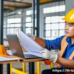 Home 23 건축산업분야 이직 준비 체크리스트 - A professional Thai construction worker, wearing a safety helmet, reflective vest, and protective gl...
